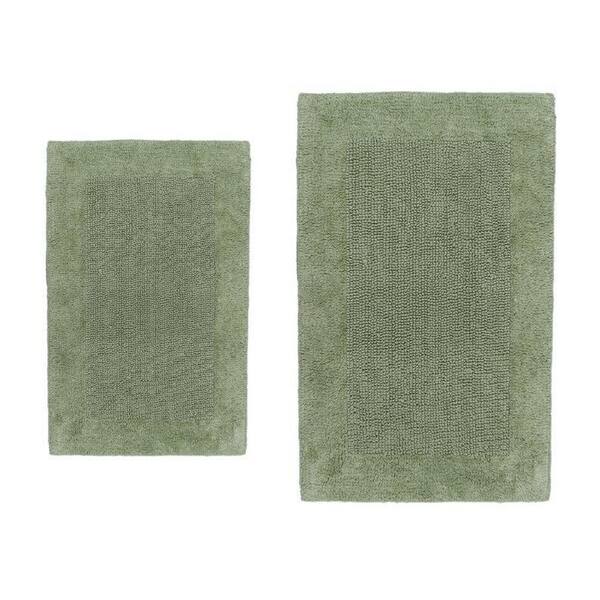 CASTLE HILL LONDON Bella Napoli Light Sage 20 in. x 30 in. and 40 in. x 24 in. 2-Piece Reversible Bath Rug Set