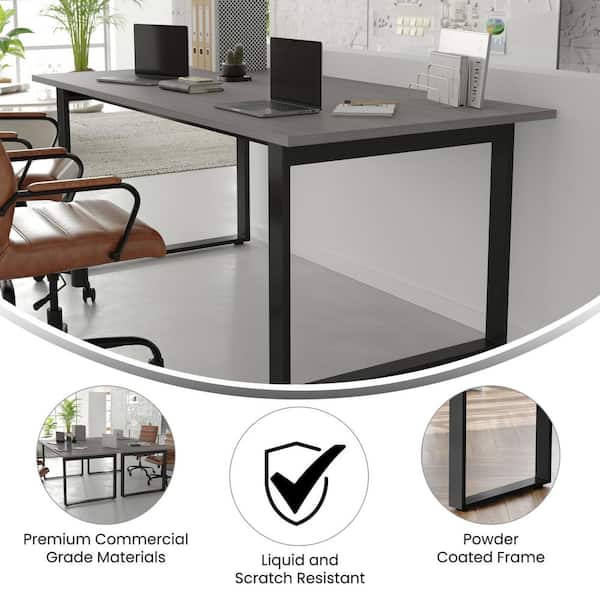 36 in. Rectangle Gray Oak Engineered Wood Executive Desk