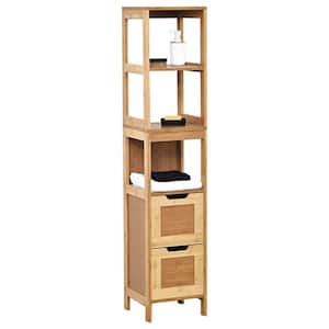 56.12 in. H x 11.14 in. L x 11.14 in. W 2-Drawers Mahe Bath Free Standing Linen Tower Cabinet