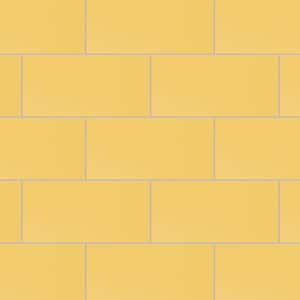 Projectos Sunflower Yellow 3-7/8 in. x 7-3/4 in. Ceramic Floor and Wall Take Home Tile Sample