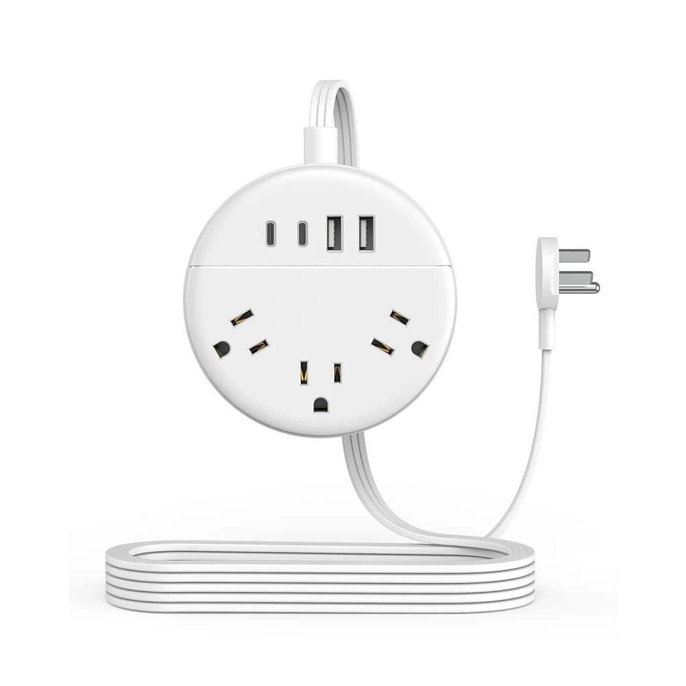 Flat Extension Cord 10 ft. 3-Outlet AC Surge Protector with 4 USB Ports (2 USB C) Extender Long Cord for Home, Office price history on PriceWatchPro