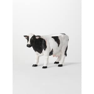 13.5" Black and White Polyresin Cow Planter