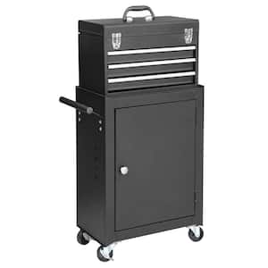 13.8 in. W Rolling Garage Tool Cabinet: Detachable 3-Drawer Tool Chest with Large Storage Cabinet, Black