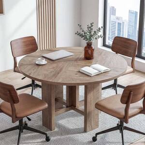 TRIBESIGNS WAY TO ORIGIN 47 in. Rectangle Rustic Brown Wood Round ...