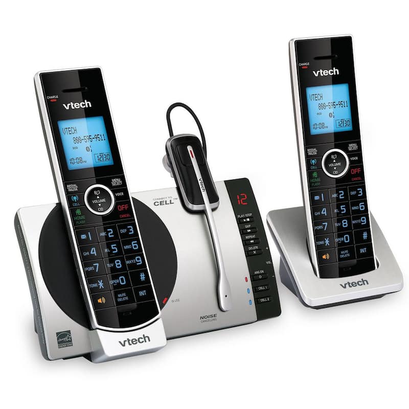 2-Handset and 1-Cordless Headset Expandable Cordless Phone with Connect to Cell and Answering System