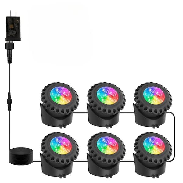 T-SUN Color Changing LED Pond Lights Underwater Submersible Fountain Lights APP Control Waterproof 6-Head Pack