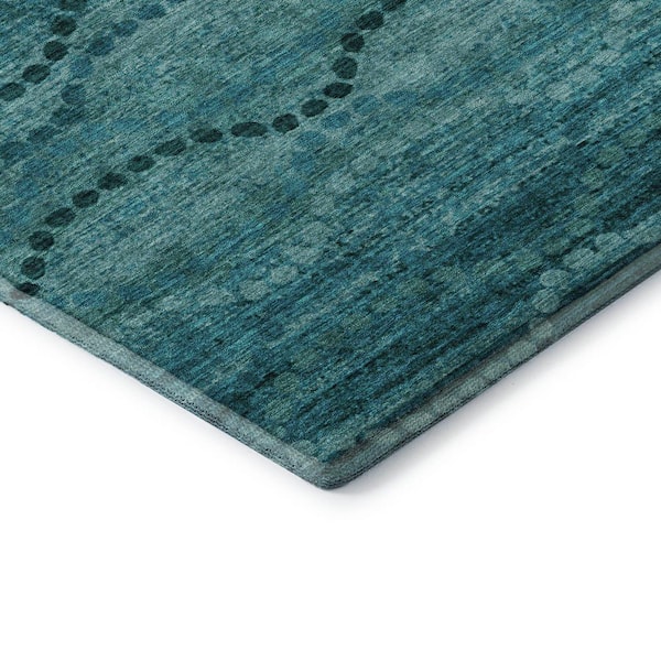 Mayfield Premium Machine Washable Abstract AMF2031 Turquoise 8 ft. x 10 ft. Area Rug