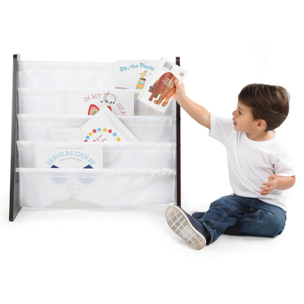 Espresso Collection Espresso/White Kids Book Rack Storage Bookshelf - thumbnail 3