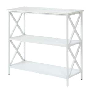 Tucson 29.25 in. White MDF 3-Shelf Accent Bookcase with Metal Frame