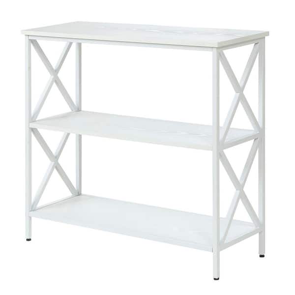 Convenience Concepts Tucson 29.25 in. White MDF 3-Shelf Accent Bookcase with Metal Frame