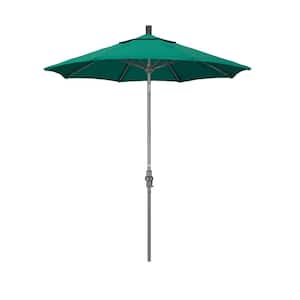 7.5 ft. Grey Aluminum Market Collar Tilt Crank Lift Patio Umbrella in Spectrum Aztec Sunbrella