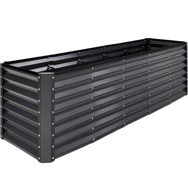 8 ft. x 2 ft. x 2 ft. Charcoal Rectangular Steel Raised Garden Bed Planter Box for Vegetables, Flowers, Herbs