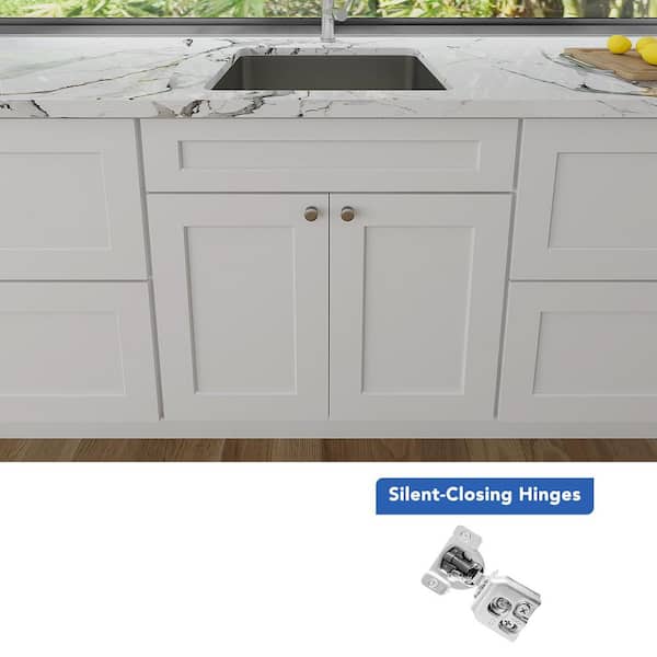 30 in. W x 24 in. D x 34.5 in. H Ready to Assemble Solid Wood Shaker Sink Base Kitchen Cabinet in White