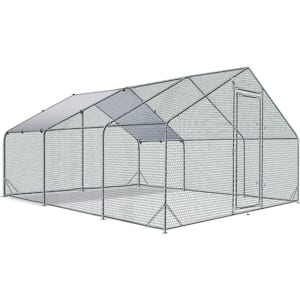 77 in. H x 237 in. W x 119 in. D Large Metal Chicken Coop Poultry Cage with Waterproof and Anti-Ultraviolet Cover
