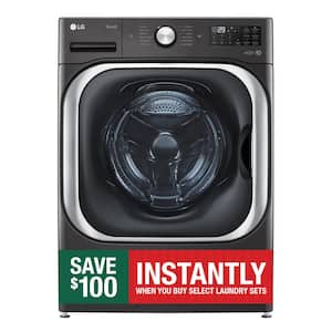 5.2 cu. Ft Stackable SMART Front Load Washer in Black Steel with Steam & Turbowash Technology