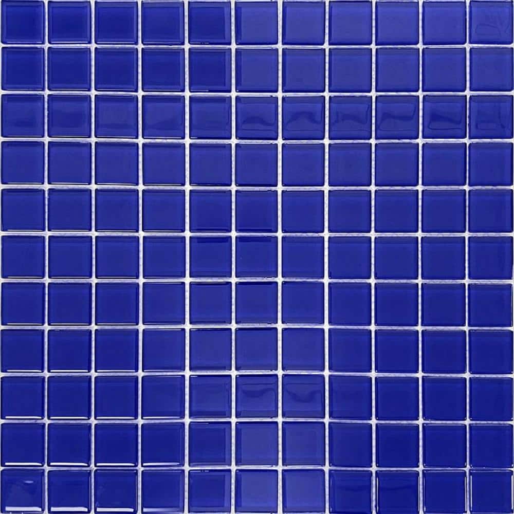 12" x 12" Matte Cobalt Blue Glass Mosaic Tile
