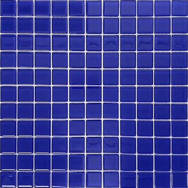 Apollo Tile Blue 11.8 in. x 11.8 in. 1 in. x 1 in. Polished Glass Mosaic Tile (9.67 sq. ft./Case)