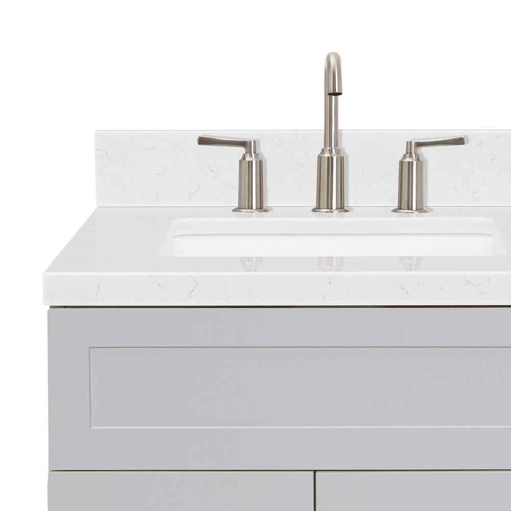 Gray 60" Freestanding Double Basin Vanity with Quartz Top