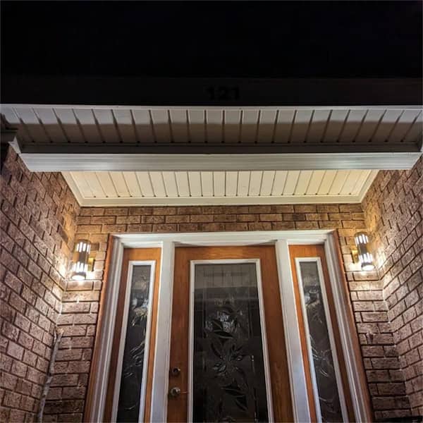 11.75 in. 2-Light Plated Gold Die-Cast Aluminum Cylinder Hardwired Outdoor Wall Lantern Sconce