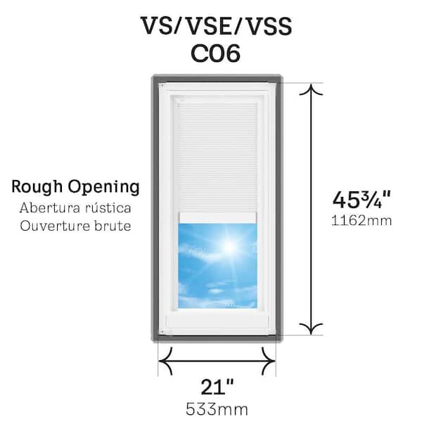 21 in. x 45-3/4 in. Manual Venting Deck Mount Skylight with Laminated LowE3 Glass, Solar Powered Room Darkening Shade