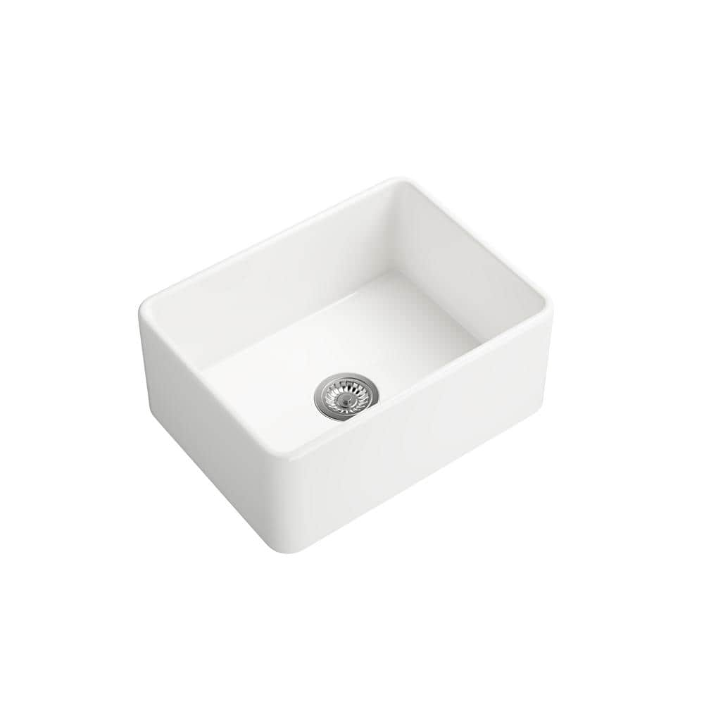 Aoibox 24 In White Ceramic Undermount Single Bowl Fireclay Farmhouse   White Aoibox Farmhouse Kitchen Sinks Hdsx03ki005 64 1000 