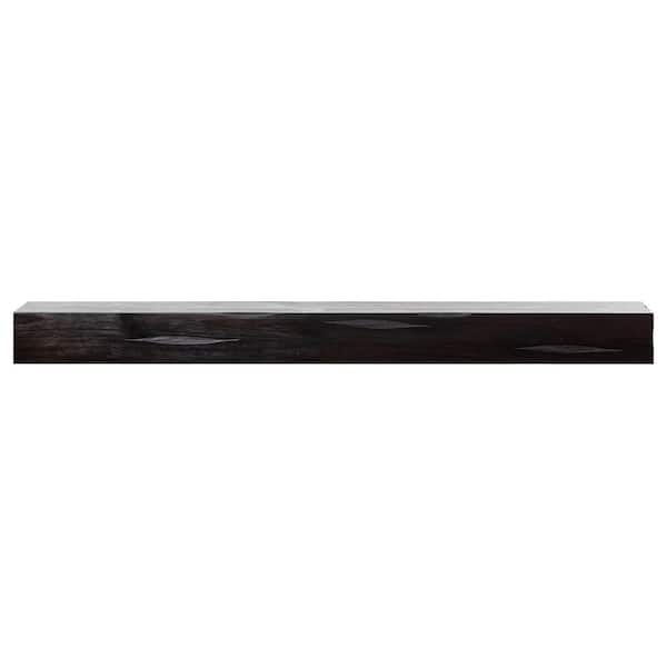 Breckenridge Coffee Bean Stain Rustic Distressed 60 in. Wood Fireplace Cap-Shelf Mantel