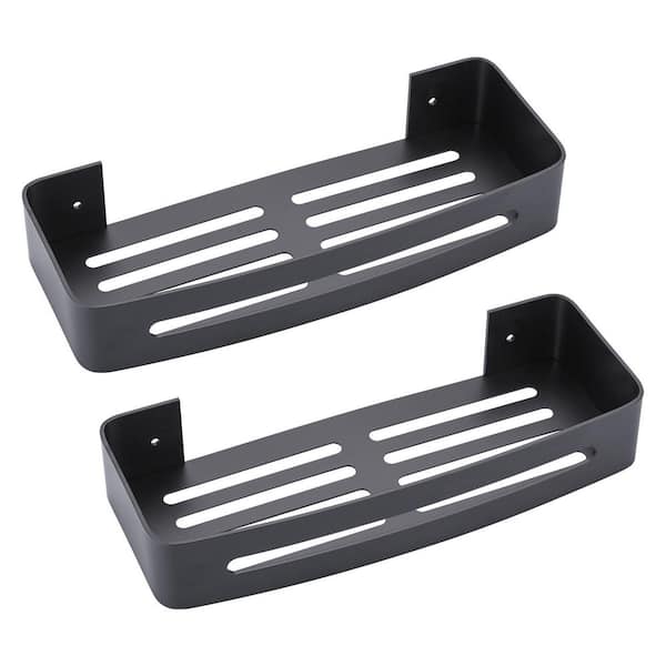 AVITAS 5 in. W x 2.2 in. H x 12 in. D Stainless Steel Rectangular Bathroom Shower Shelves in Matte Black (2-Pack)
