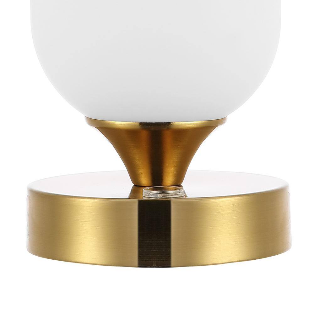 Eli 8" Brass Gold Cordless LED Table Lamp with Frosted Shade