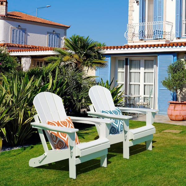 Flynama Classic White Folding Plastic Adirondack Chairs