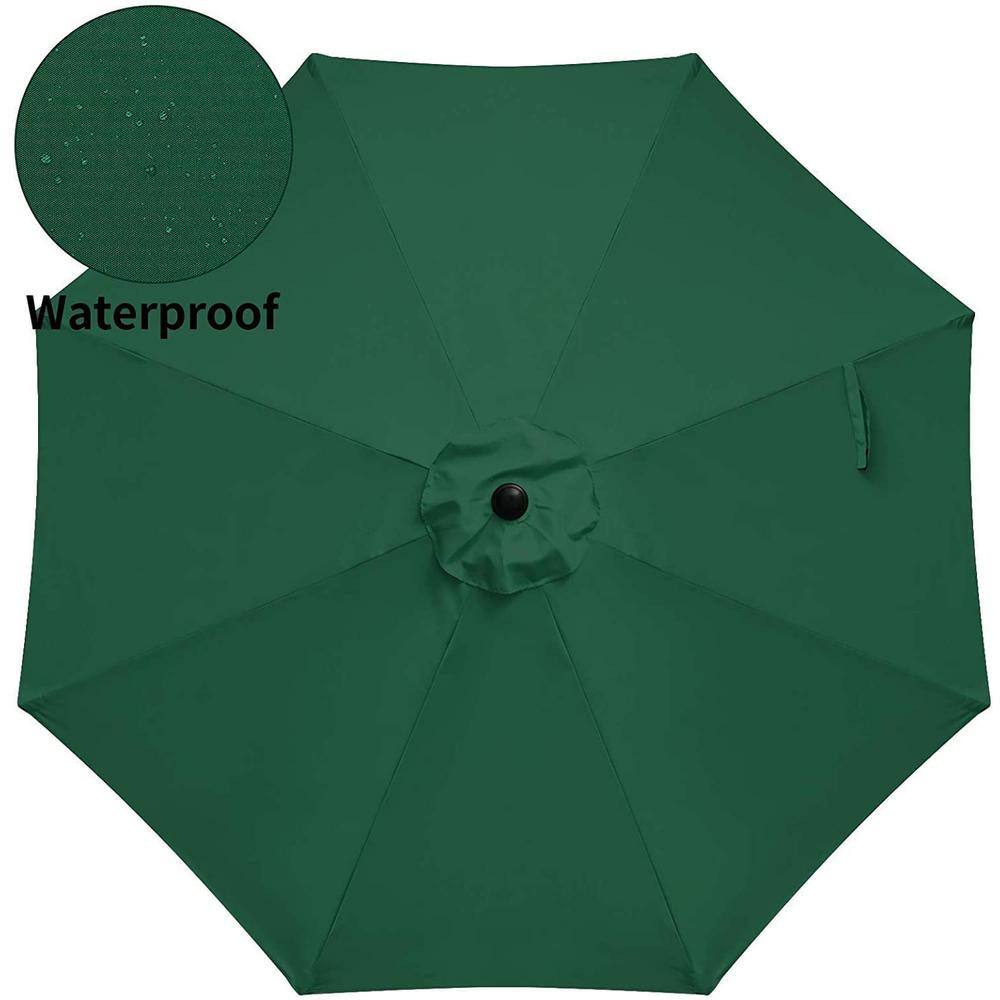Green 9 ft. Steel Market Patio Umbrella with Crank Lift