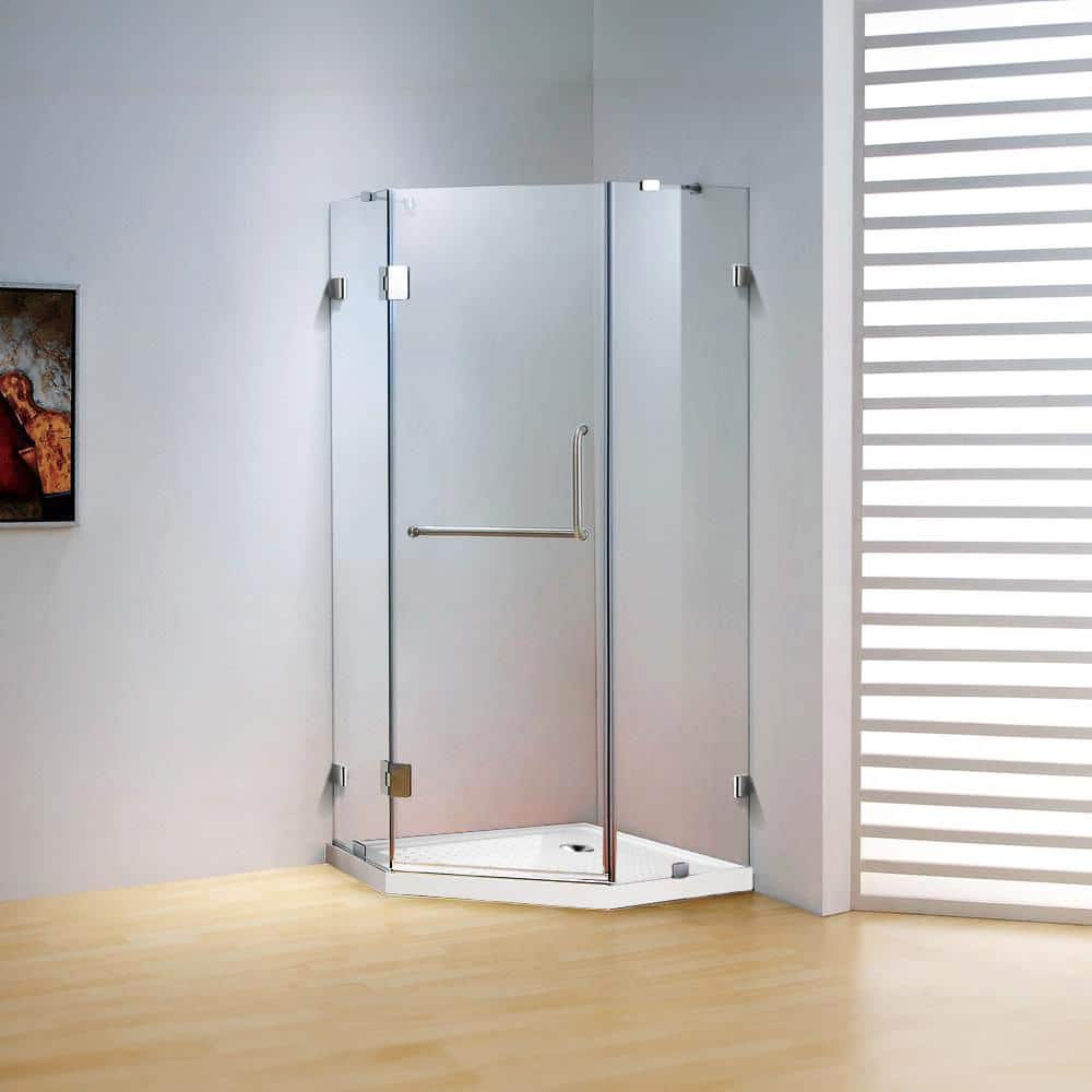 39.4" x 79" Frameless Neo-Angle Chrome Shower Door