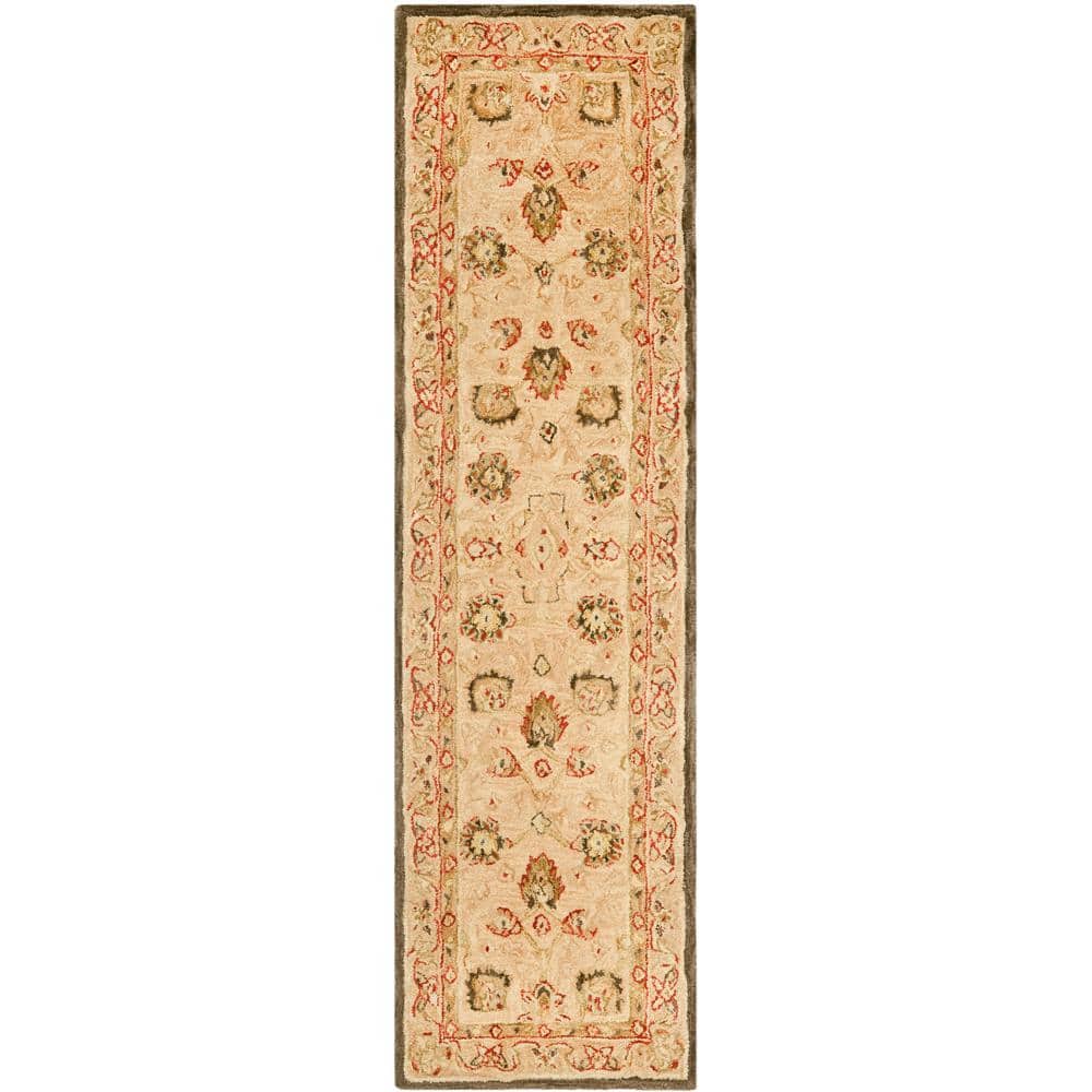 SAFAVIEH Anatolia Beige 2 ft. x 10 ft. Border Runner Rug AN512A-210 ...