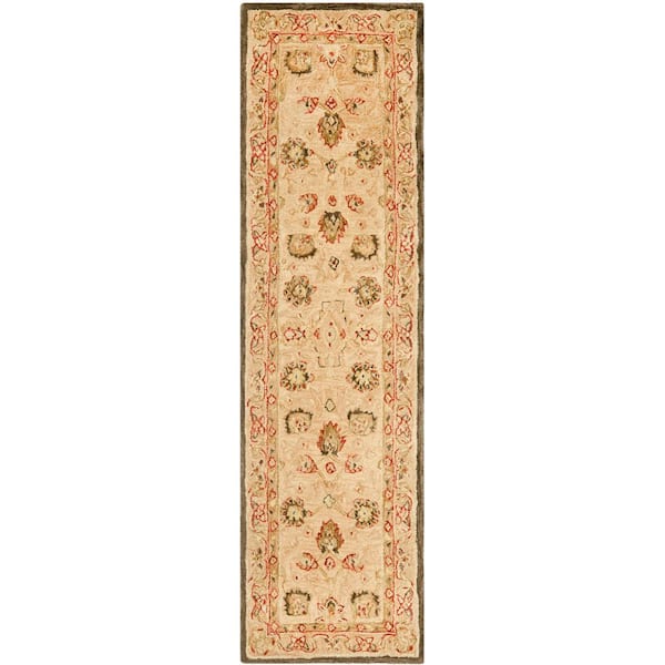SAFAVIEH Anatolia Beige 2 ft. x 8 ft. Border Floral Runner Rug