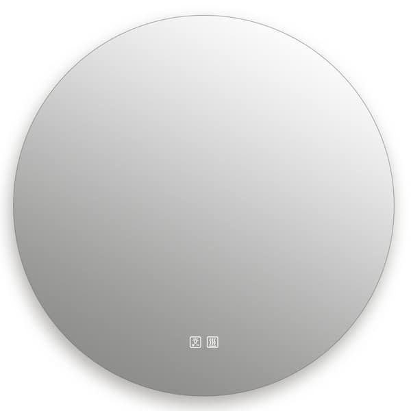 HOMLUX 48 in. W x 48 in. H Round Frameless LED Light with 3-Color and Anti-Fog Wall Mounted Bathroom Vanity Mirror