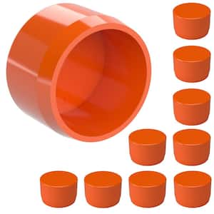 1 in. Furniture Grade PVC External Flat End Cap in Orange (10-Pack)