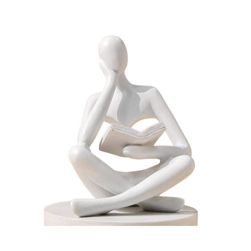 White 3.35 in. x 4.53 in. Abstract Thinker Resin Statue Modern Bookshelf Decor Sculpture price history on PriceWatchPro