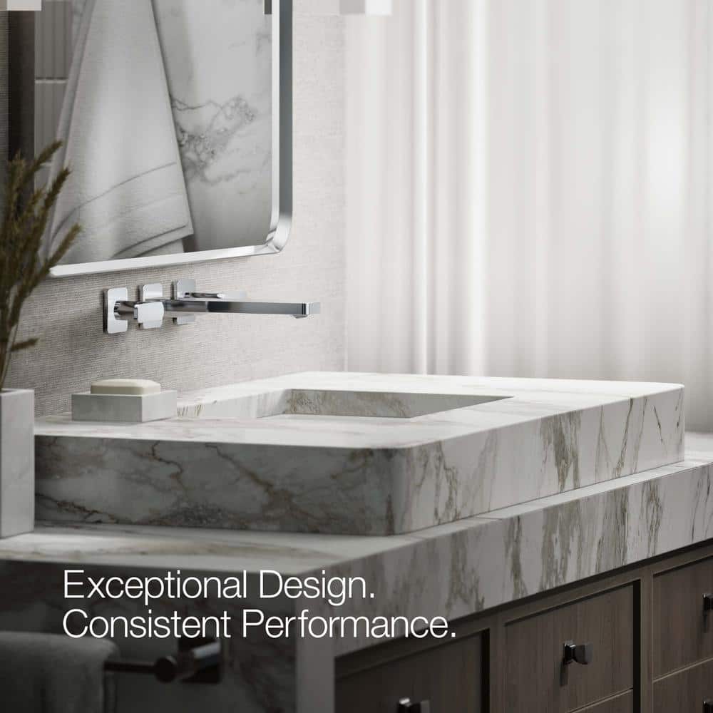 Polished Chrome Wall-Mount Bathroom Faucet with Lever Handles
