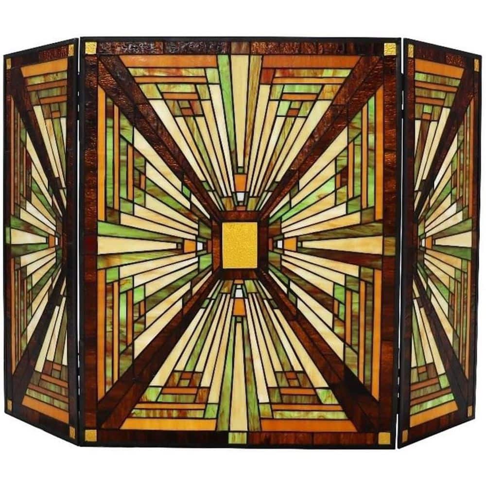 Multi Color Glass 3-Panel 43 in. Folding Fireplace Screen with Doors perfect for a stylish fireplace upgrade, price history on PriceWatchPro