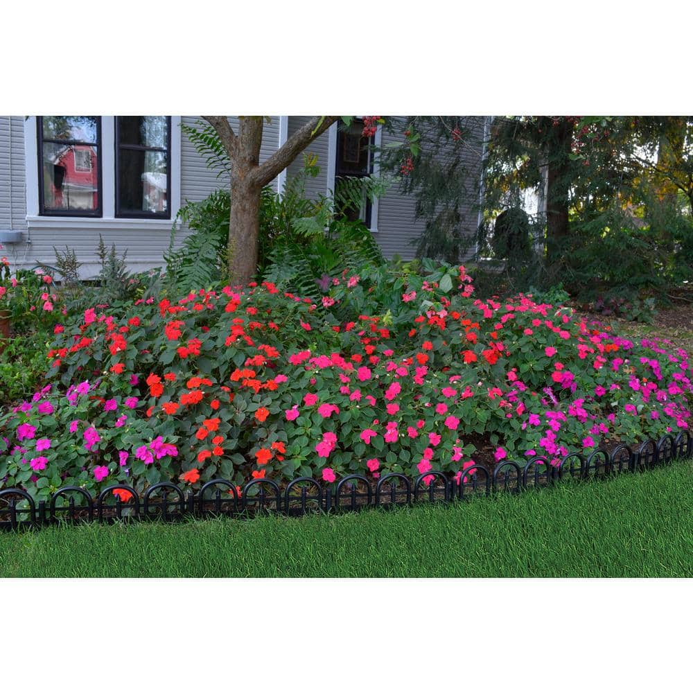 15-Foot Black Plastic Wrought Iron-Look No-Dig Landscape Edging Kit