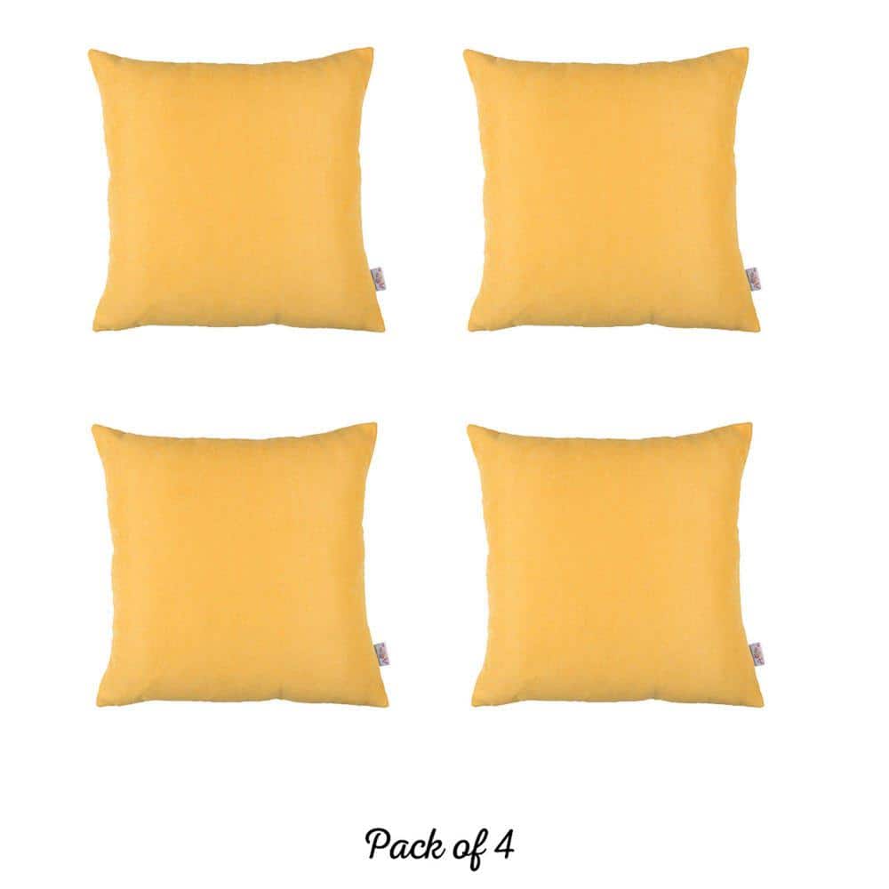 Yellow Polyester 22" Square Pillow Covers Set of 4