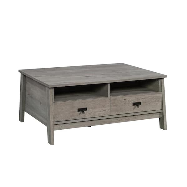 SAUDER Trestle 41 in. Mystic Oak Rectangle Engineered Wood Coffee Table with Lift-Top