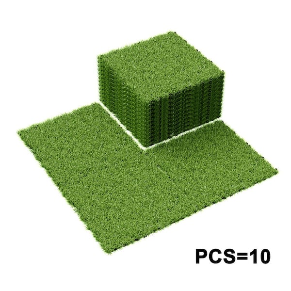 ARK DESIGN 1 ft. x 1 ft. Quick Deck Outdoor Composite Imitate Grass Deck Tile in Finished Green Grass (10 sq. ft. Per Bx)