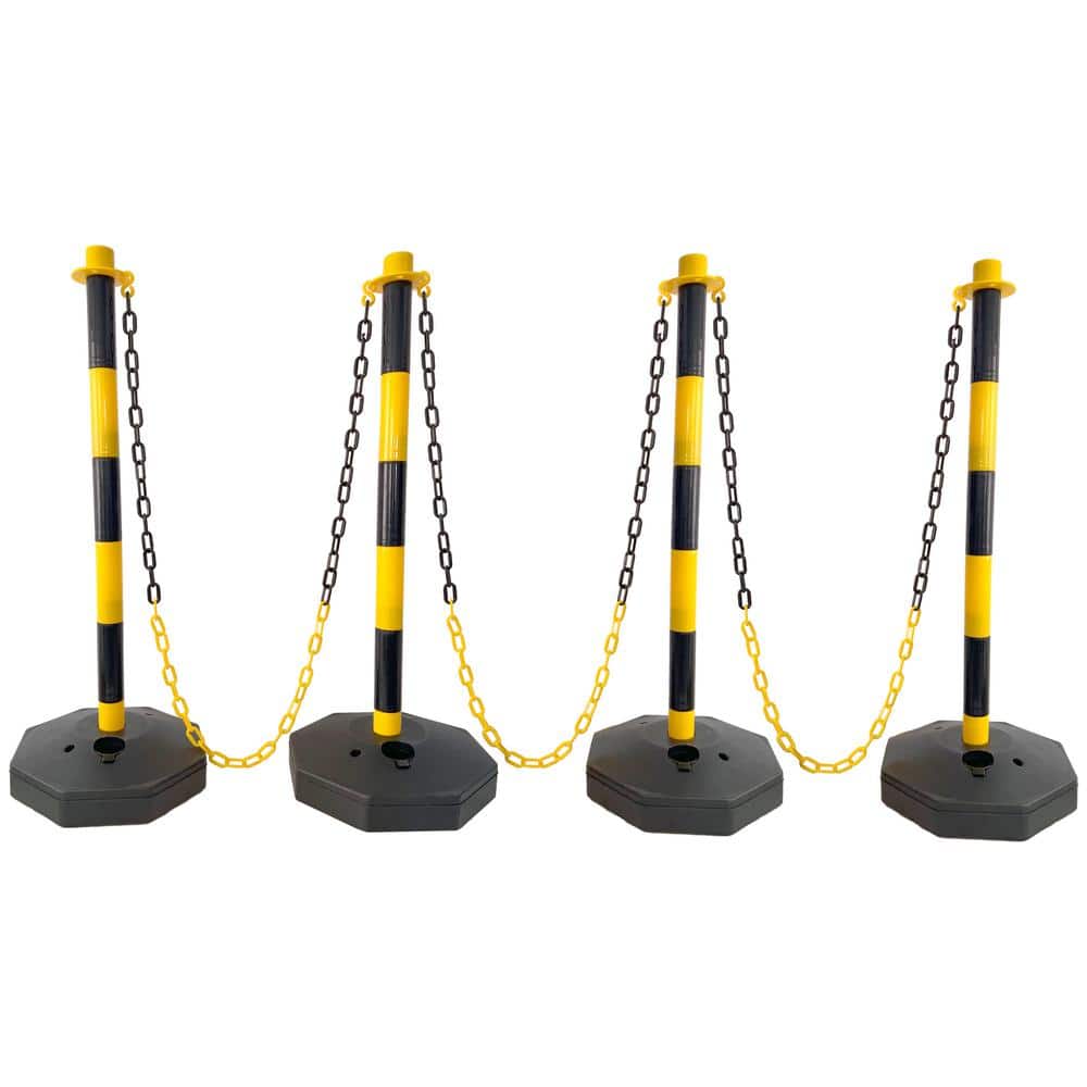 4-Pack Yellow 11.25 in. x 11.25 in. x 2.7 ft. Composite Fence Picket Post Cones with Fillable Base and 5 ft. Chain price history on PriceWatchPro