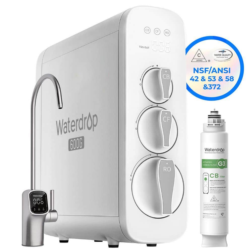 G3P600 8-Stage NSF Certified Reverse Osmosis Water Filtration System, Under-Sink Water Filter, Extra CB Filter