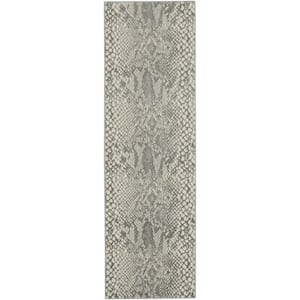 Solace Ivory/Grey 2 ft. x 7 ft. Abstract Contemporary Kitchen Runner Area Rug