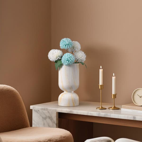 10 in. White Marble 3-Color Temperature Table Lamp, 9-Watt LED Bulb Included