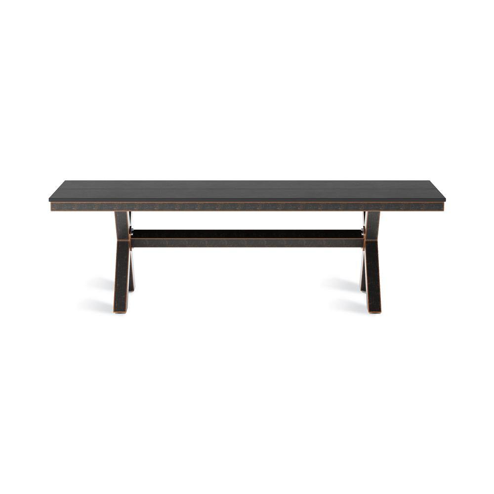 LUE BONA 60 in.Alu Recycled Plastic Wood Outdoor Patio Benches XLeg