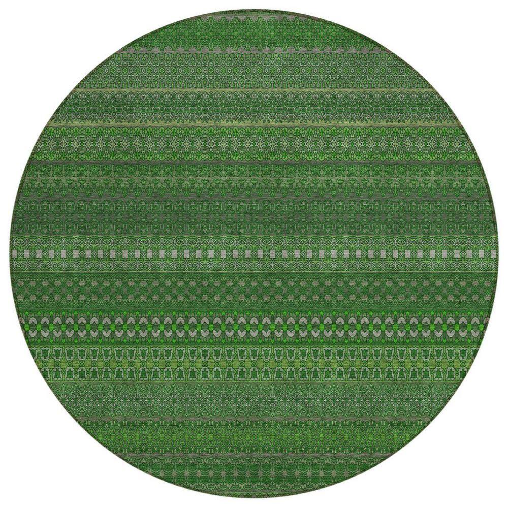 Fern Green 8 ft. Round Woven Striped Polyester Round Indoor/Outdoor Area Rug price history on PriceWatchPro