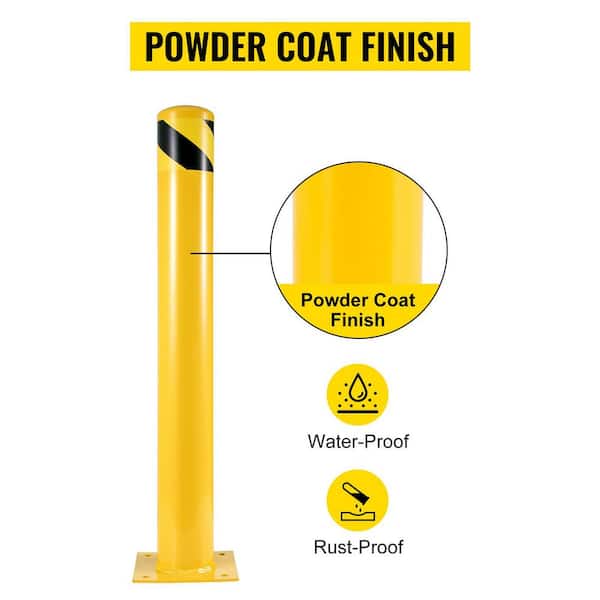 42x5. 5in. Safety Bollard, 5-1/2in. OD 42in. Height Safety Barrier Bollard, Yellow Powder Coat Pipe Steel Safety Barrier