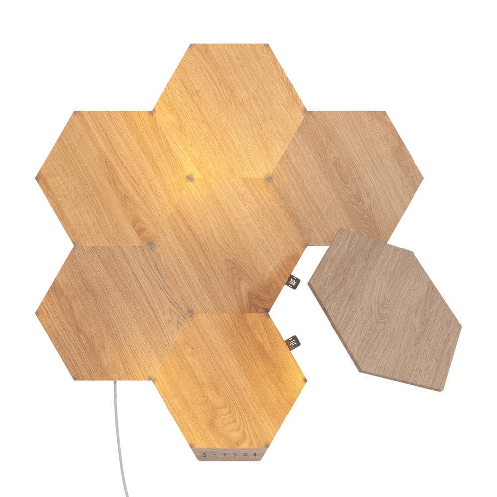 Dolke spøgelse At bygge Nanoleaf Elements Wood Look Smarter Kit -7 Smart LED Panels NL52K7003HB-7PK  - The Home Depot